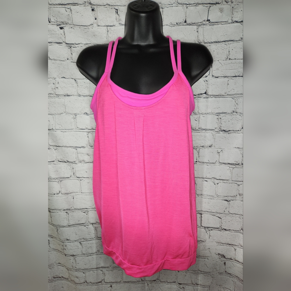 Athleta Pink‎ Workout Razor Tank with Bra No Pads Size Medium